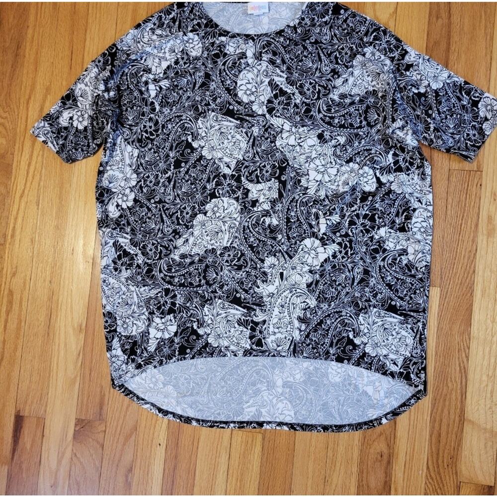 LuLaRoe Irma Black White Stretch Tunic T Floral Jacquard Women Size XL